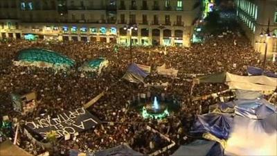 Protest in Madrid Square