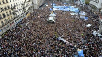 Thousands gather for protest in Madrid