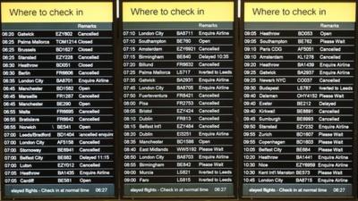 Departures board at Edinburgh airport