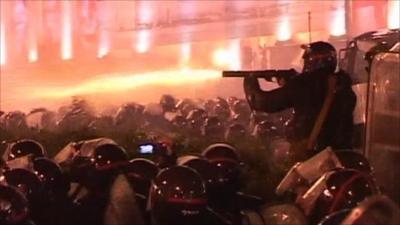 Security forces fire tear gas at protesters