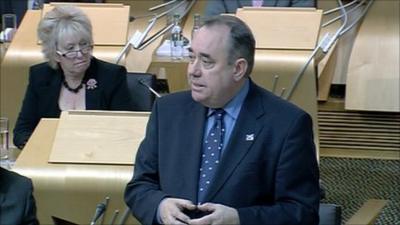 First Minister Alex Salmond addresses the Scottish Parliament