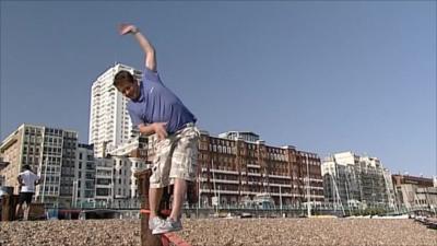 Mike Bushell on a slackline