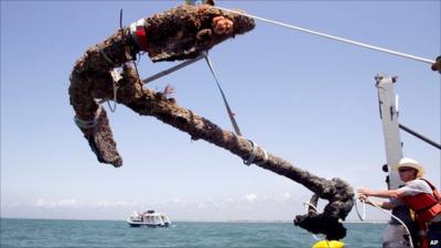 Anchor raised from the ocean off North Carolina coast