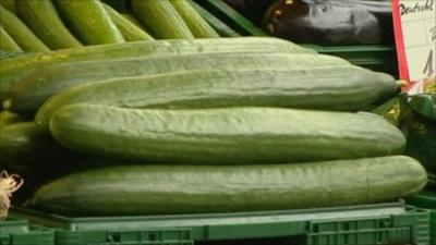 Cucumbers on market stall