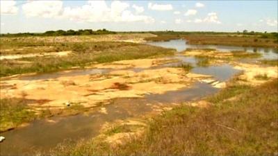 Empty reservoir in Cuba