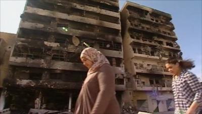 Damaged buildings in Misrata