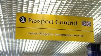 UK passport control sign