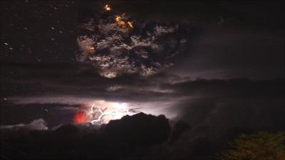 Eruption and lightning