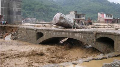 Swollen river in Guizhou province