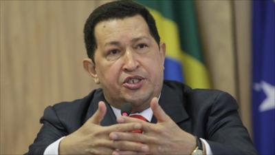 President Hugo Chavez attends a news conference on 6 June 2011