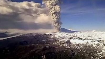 Chile's Puyehue volcano erupting