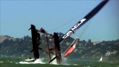 Catamaran capsizes