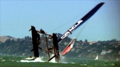 Oracle catamaran capsizing