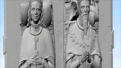 A 3D image of the tomb of Thomas Howard, 3rd Duke of Norfolk, and his wife