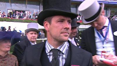 Michael Owen celebrates as a winning owner at Royal Ascot