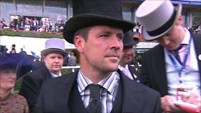 Michael Owen celebrates as a winning owner at Royal Ascot