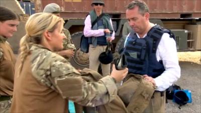 Liam Fox with British troops in Afghanistan