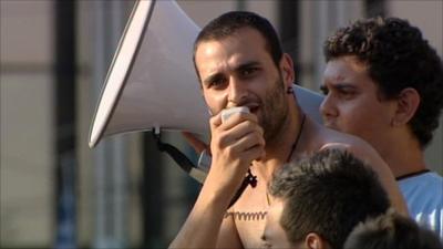 Demonstrators in Athens