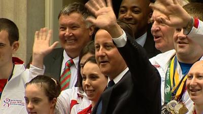 Prime Minister David Cameron & Beth Tweddle with members of the GB Special Olympics squad