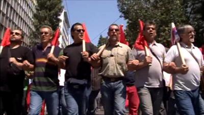 Protesters in Athens on Saturday