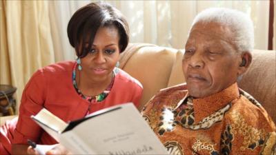 Michelle Obama with Nelson Mandela