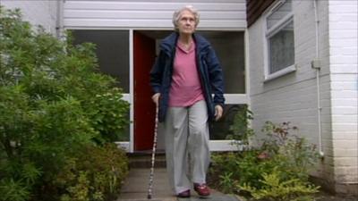 Sheila Bex, who has to walk with a stick after her hip fracture was missed