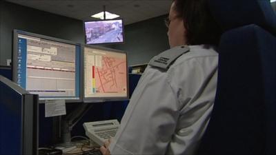 Police looking at screen