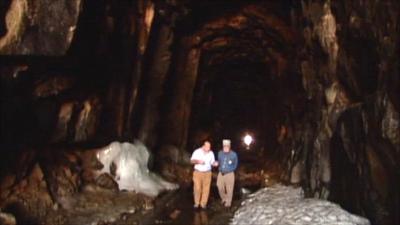 Inside transcontinental railroad tunnel