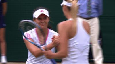 Laura Robson and Maria Sharapova shake hands