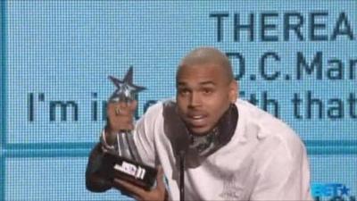 Chris Brown with the first of his four BET awards