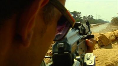 Libyan rebel on outskirts of Misrata