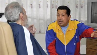 Photo of Fidel Castro apparently visiting Hugo Chavez in Havana hospital