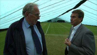 Wimbledon head groundsman Eddie Seaward with BBC Sport's Garry Richardson