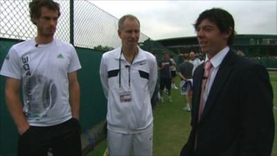 Andy Murray (left) with John McEnroe and Rory McIlroy (left)