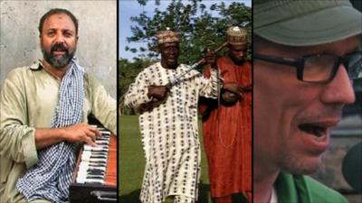 Street musicians from Pakistan, Nigeria and Russia