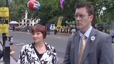NUT's Christine Blower and Andy Brown of the Association of Teachers and Lecturers