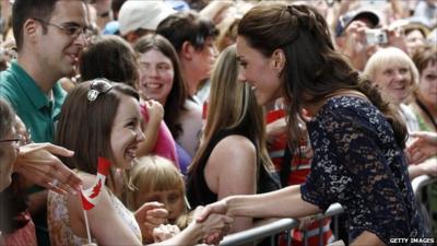 The Duchess of Cambridge greeting the crowds