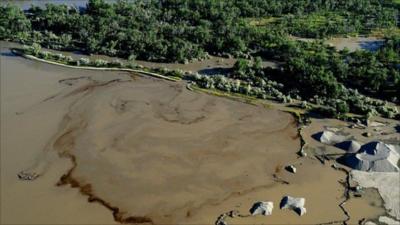 Aerial view of the Yellowstone River