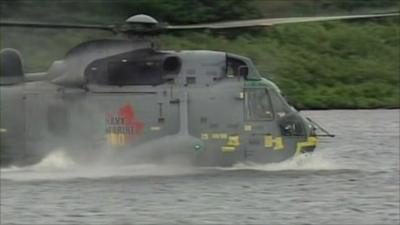 Prince William lands Sea King on water