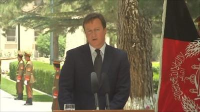 David Cameron speaking in Kabul