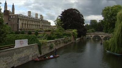 Punting on the river Cam in Cambridge