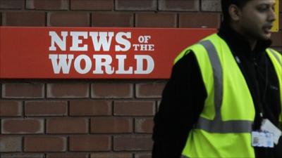 Security officer outside News of the World premises