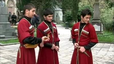 Boys wearing the Chokha, Georgian national costume