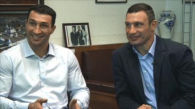 Wladimir Klitschko (right) with brother Vitali