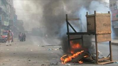 Fire on Karachi street