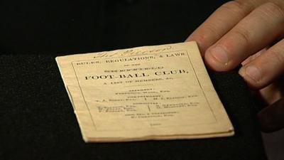 The first printed football rulebook from 1859