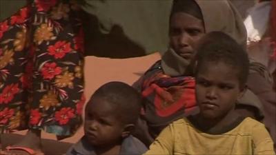 Family at refugee camp