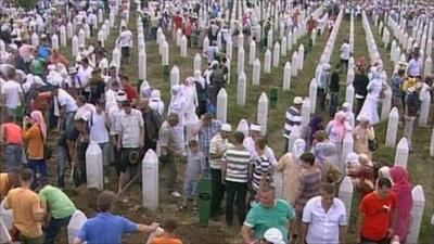 Mourners in Srebrenica