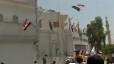 Protesters at the US embassy