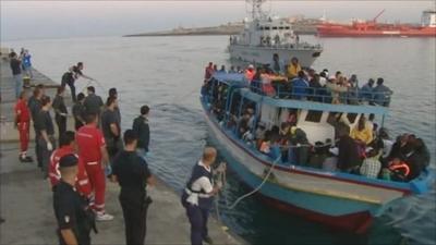 Migrant boat in Lampedusa